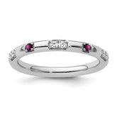 14k White Gold Stackable Expressions Rhodolite Garnet and Dia. Ring